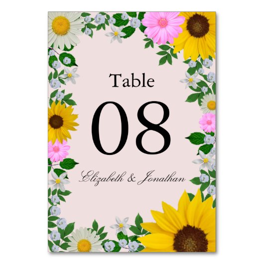 Rustic Sunflower Daisy Floral Wedding Kaart (Voorkant)