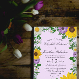 Rustic Sunflower Daisy Floral Wedding Kaart