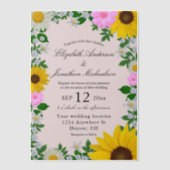 Rustic Sunflower Daisy Floral Wedding Vellum Uitnodigingen (Voorkant)