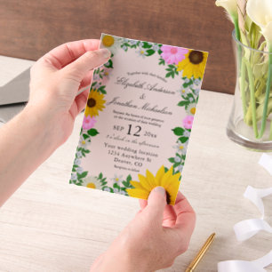 Rustic Sunflower Daisy Floral Wedding Vellum Uitnodigingen