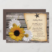 Rustic Sunflower Daisy Wedding Save the Date (Voorkant / Achterkant)