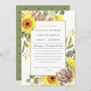 RUSTIC SUNFLOWER EUCALYPTUS FLORAL COUPLY SHOWER KAART