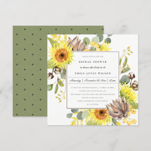 RUSTIC SUNFLOWER EUCALYPTUS FLORAL VRIJGEZELLENFEE KAART
