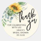 Rustic Sunflower Eucalyptus Greenery Hartelijk dan Ronde Sticker (Voorkant)