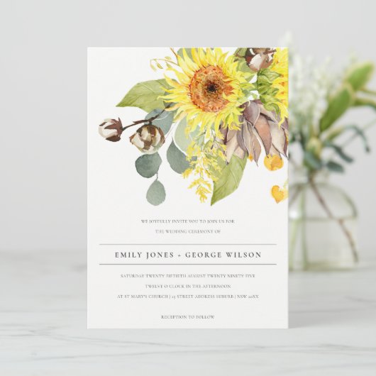 RUSTIC SUNFLOWER EUCALYPTUS PIJNVLOEDING KAART (Staand voorkant)