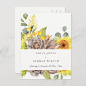 RUSTIC SUNFLOWER EUCALYPTUS PIJNVLOEDING UITNODIGING BRIEFKAART (Voorkant / Achterkant)