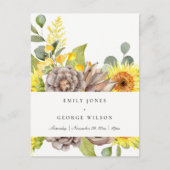 RUSTIC SUNFLOWER EUCALYPTUS PIJNVLOEDING UITNODIGING BRIEFKAART (Voorkant)