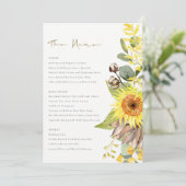 RUSTIC SUNFLOWER EUCALYPTUS WATERVERF FLORAL MENU (Staand voorkant)