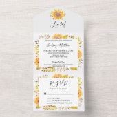 Rustic Sunflower Fall Wedding All In One Uitnodiging (Binnen)