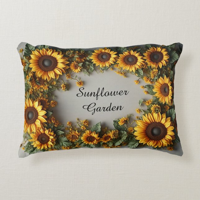 Rustic Sunflower Floral Bouquet Design Accent Kussen (Voorkant)