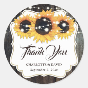 Rustic Sunflower Floral Hartelijk dank Ronde Sticker