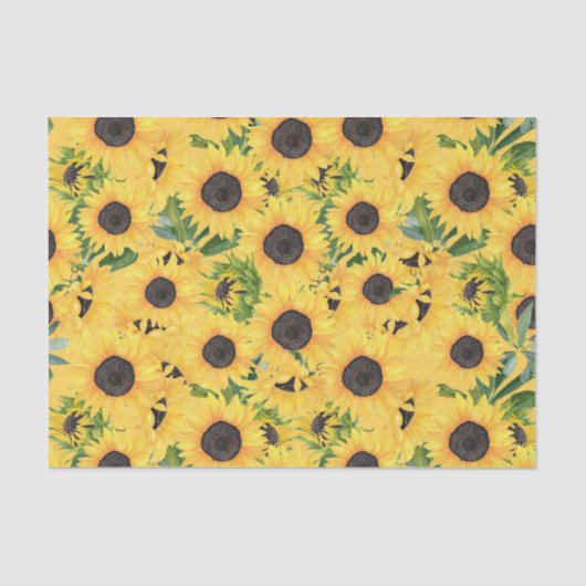 Rustic Sunflower  Floral Pattern Tissuepapier (Voorkant)