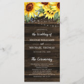 Rustic Sunflower Floral String Lights Wedding Programma (Voorkant)