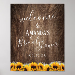 Rustic Sunflower Floral Vrijgezellenfeest Welkom Poster