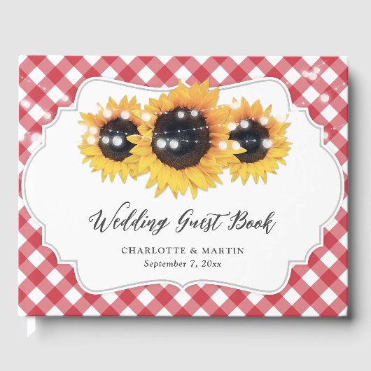Rustic Sunflower Floral Weddenschap Gastenboek (Voorkant)