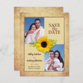 Rustic Sunflower Foto Save the Date Notice Aankondiging (Voorkant / Achterkant)