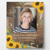 Rustic Sunflower Fotoherdenking Fotoplaat (Voorkant)