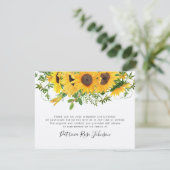 Rustic Sunflower Funeral Memorial Merci Note (Debout devant)