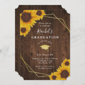 Rustic Sunflower Gold Geometric Graduation Party Kaart (Voorkant / Achterkant)