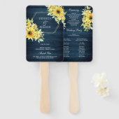 Rustic Sunflower Greenery Wedding Fan Programme Handwaaier (Voorkant en achterkant)