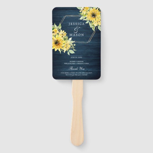 Rustic Sunflower Greenery Wedding Fan Programme Handwaaier (Voorkant)