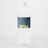 Rustic Sunflower Greenery Wedding Water Bottle Lab Waterfles Etiket (Voorkant)