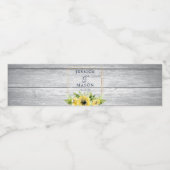 Rustic Sunflower Greenery Wedding Water Bottle Lab Waterfles Etiket (Enkel label)