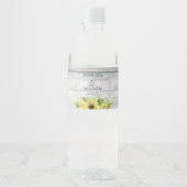 Rustic Sunflower Greenery Wedding Water Bottle Lab Waterfles Etiket (Voorkant)
