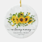 Rustic Sunflower In Loving Memory Keepsake Keramisch Ornament (Achterkant)