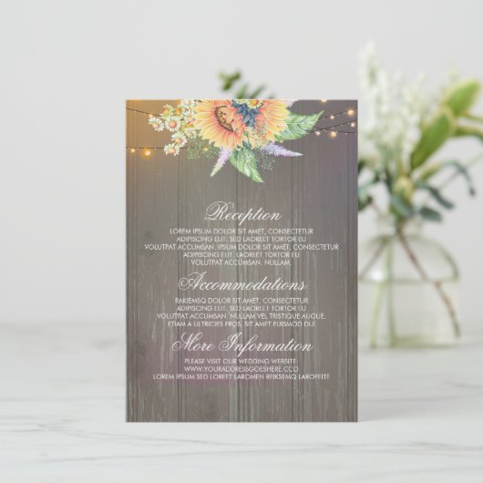 Rustic Sunflower Information Mariage Carte d'invit (Debout devant)