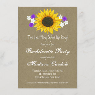 Rustic Sunflower Kraft Bachelorette Party nodigt u Kaart