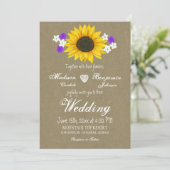 Rustic Sunflower Kraft Paper Wedding Invitting Kaart (Staand voorkant)