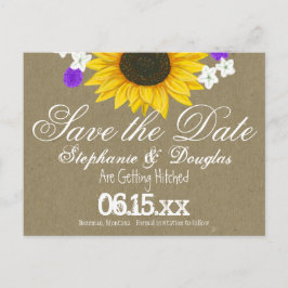 Rustic Sunflower Kraft Save the Date Briefkaarten