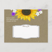 Rustic Sunflower Kraft Save the Date Briefkaarten (Achterkant)