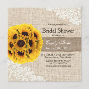 Rustic Sunflower  Lace Burlap Vrijgezellenfeest Kaart