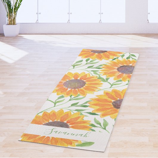 Rustic Sunflower Leaves Persoonlijke naam Yogamat