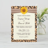 Rustic Sunflower Leopard Print Wedding Invitting Kaart (Staand voorkant)