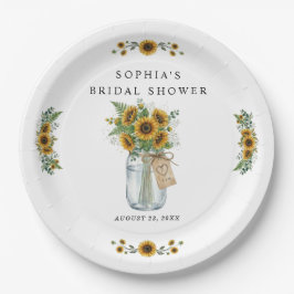 Rustic Sunflower Mason Jar Bridal Shower Paper Papieren Bordje