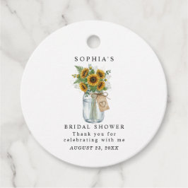 Rustic Sunflower Mason Jar Favor Tags Bedankjes Labels