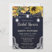 Rustic Sunflower & Mason Jar Lights Bridal Shower Kaart (Voorkant)
