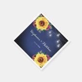 Rustic Sunflower Mason Jar Lights Navy Wedding Servet (Hoek)