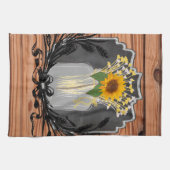 Rustic Sunflower Mason Jar Theedoek (Horizontaal)