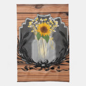 Rustic Sunflower Mason Jar Theedoek (Verticaal)