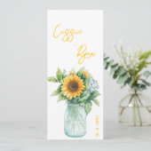 Rustic Sunflower Mason Jar Wedding Party Programme (Debout devant)