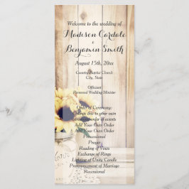Rustic Sunflower Mason Jar Wedding Programs Programma