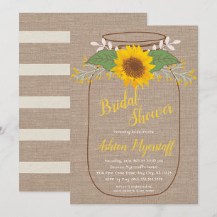 Rustic Sunflower Mason jarre invitations de douche