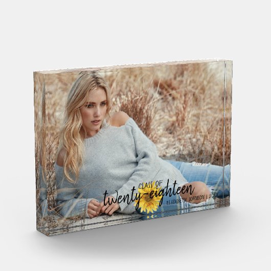 Rustic Sunflower Monogram Class of Photo Block Fotoblokken (Links)