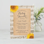 Rustic Sunflower Musical Baby shower Kaart (Staand voorkant)