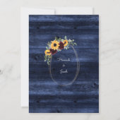 Rustic Sunflower Navy Blue String Lights Wedding Save The Date (Achterkant)