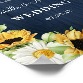 Rustic Sunflower Navy Blue Wood Background Weddens Poster (Hoek)